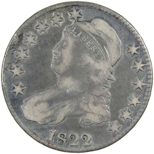 1822年 キャップドバスト ハーフダラー F 精巧なディテール 銀貨 50セント｜世界の紙幣・金・銀・銅 ラフテル