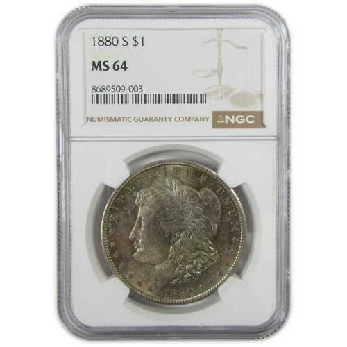 1880年Sミント モーガン銀貨 MS 64 NGC オリーブトーン表面｜世界の紙幣・金・銀・銅 ラフテル