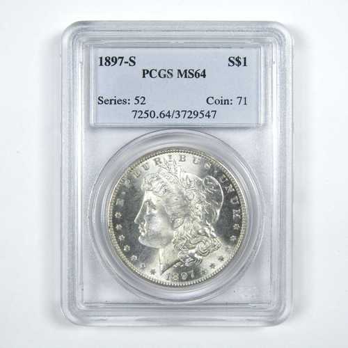 1897年Sミント モーガンドル MS 64 PCGS 銀貨 1ドル 未流通コイン｜世界の紙幣・金・銀・銅 ラフテル