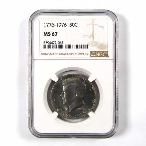 1976年 ケネディ大統領生誕200周年記念 50セント MS 67 NGC クラッド 未使用｜世界の紙幣・金・銀・銅 ラフテル