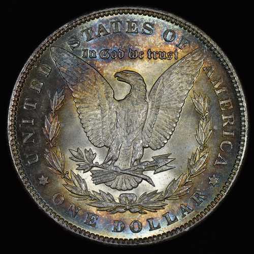 1889-P 1ドル モルガン銀貨 レインボートーン トーンあり 未使用 BU 23N トラステッド｜世界の紙幣・金・銀・銅 ラフテル 44,850円