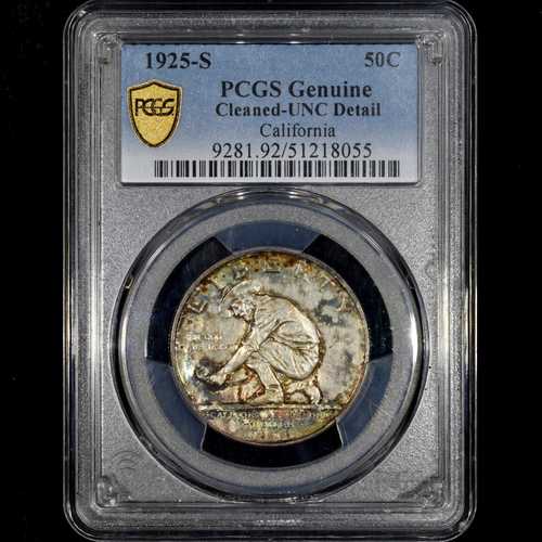 1925-S カリフォルニア シルバー ハーフダラー レインボートーン PCGS UNC ディテール トラステッド｜世界の紙幣・金・銀・銅 ラフテル