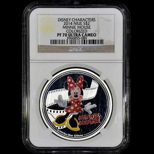 2014年 1オンス銀貨 NGC PF-70 ミニーマウス カラー版 NIUE ディズニー トラステッド|世界の紙幣・金・銀・銅 ラフテル
