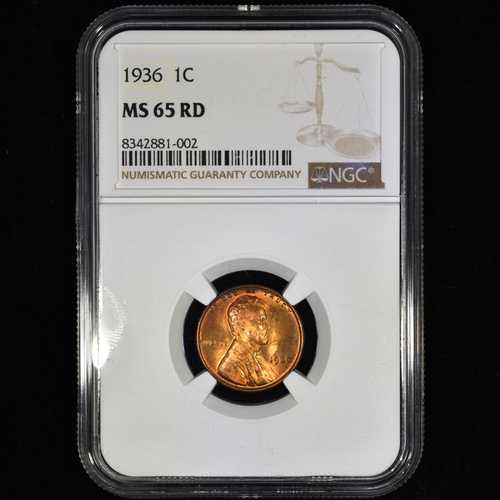 1936年 P リンカーン ウィートセント NGC MS-65-RD 1セント硬貨 ペニー ジェム UNC ストックトラステッド｜世界の紙幣・金・銀・銅 ラフテル
