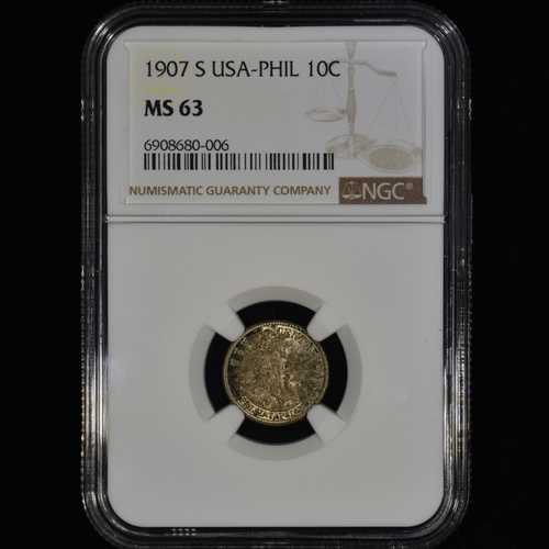 1907-S フィリピン 10センタボ NGC MS-63 銀貨 USA UNC 006 信頼|世界の紙幣・金・銀・銅 ラフテル