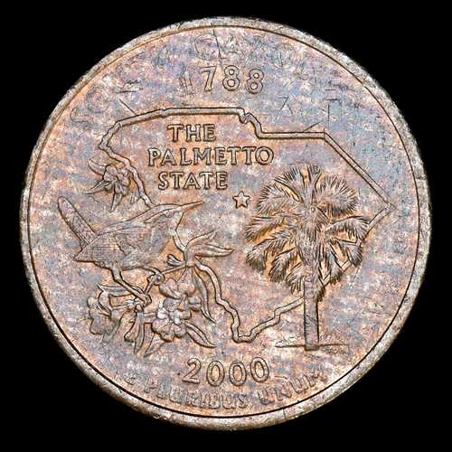 2000年州別25セント硬貨、クラッド層欠落エラー、サウスカロライナ州SCトラステッド｜世界の紙幣・金・銀・銅 ラフテル
