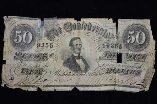 1864年 50ドル アメリカ連合国 VG 非常に良い リッチモンド 355 トラステッド｜世界の紙幣・金・銀・銅 ラフテル