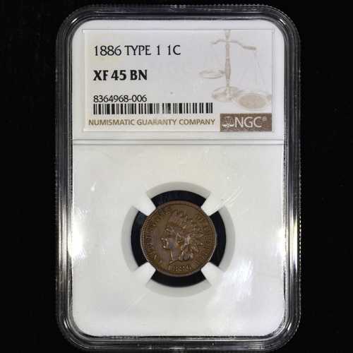 1886年 インディアンヘッドセント NGC XF-45 1セント硬貨 極美品 タイプ1 T-1 信頼済み｜世界の紙幣・金・銀・銅 ラフテル