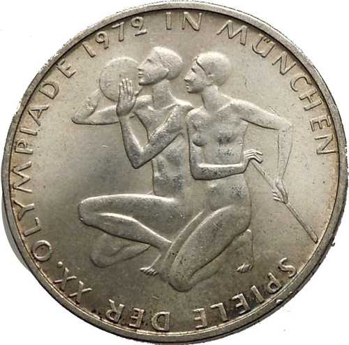 1972年ドイツ・ミュンヘン夏季オリンピック 10マルク銀貨 XX選手肖像入り i52431|世界の紙幣・金・銀・銅 ラフテル