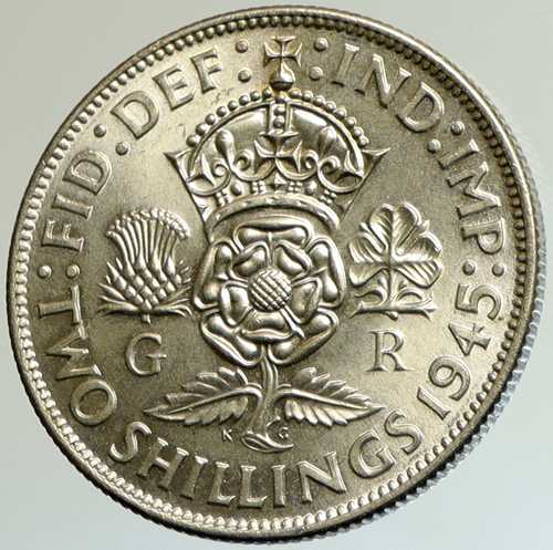 1945年 イギリス 英国 ジョージ6世 銀貨 フローリン i105168|世界の紙幣・金・銀・銅 ラフテル