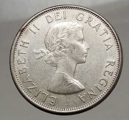1960年カナダ - 銀貨50セント(旧貨幣)英国女王エリザベス2世ユニコーンライオン i57119|世界の紙幣・金・銀・銅 ラフテル