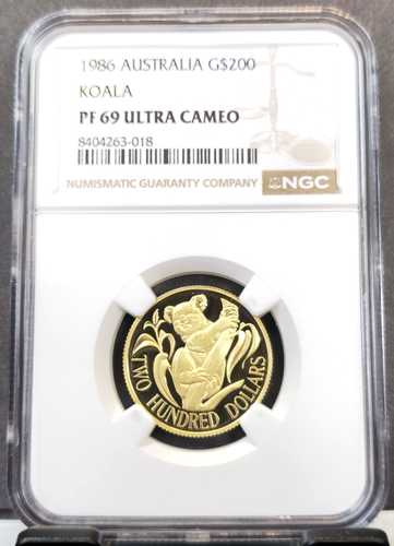 1986年 オーストラリア 金貨 200ドル G$200 コアラ NGC PF 69 ウルトラカメオ レア ジェムプルーフ|世界の紙幣・金・銀・銅 ラフテル