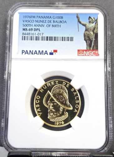 1976年 パナマ金貨 100バルボアス・バスコ・ヌニェス NGC MS 69 DPL 希少 低発行枚数 キーデート|世界の紙幣・金・銀・銅 ラフテル