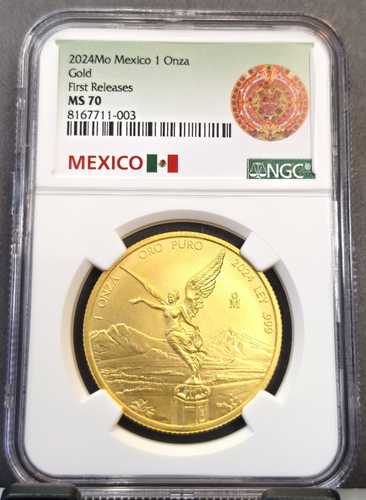 2024年 メキシコ 1オンス ゴールド リベルタッド 1オンス NGC MS 70 初版 希少な逸品 1オンス｜世界の紙幣・金・銀・銅 ラフテル