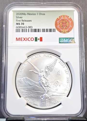 2020年 メキシコ シルバー リベルタッド 1オンス NGC MS 70 初回発行 パーフェクトグレード 1オンス｜世界の紙幣・金・銀・銅 ラフテル