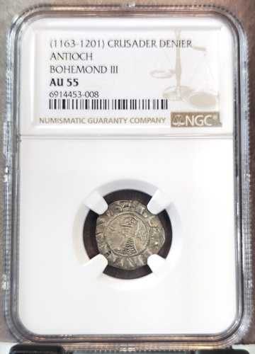 1163-1201 十字軍のデニアー アンティオキア ボヘモンド3世 NGC AU 55 希少な大ヒット｜世界の紙幣・金・銀・銅 ラフテル