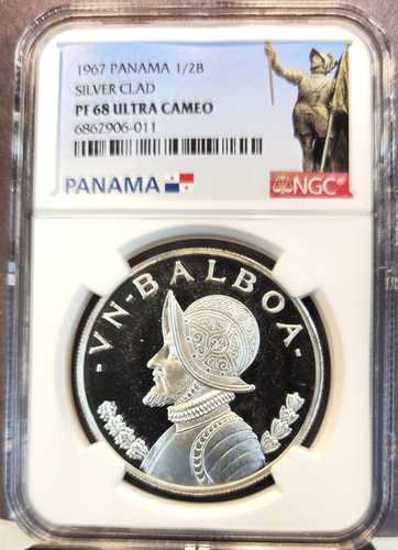 1967年 パナマ銀貨 1 バルボア・バスコ・ヌニェス NGC PF 68 ウルトラカメオ レア 高グレード|世界の紙幣・金・銀・銅 ラフテル