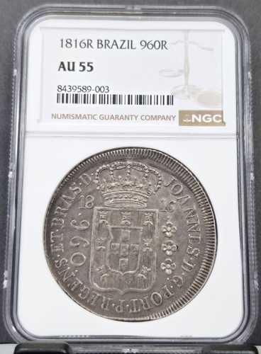1816 ブラジル シルバー 960 レイス ジョアオ プリンス リージェント NGC AU 55 レア リオデジャネイロ｜世界の紙幣・金・銀・銅 ラフテル 100,000円