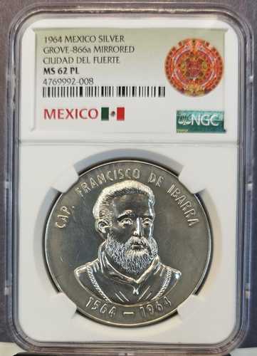 1964年 メキシコ シルバーグローブ 866a ミラード フォートシティ NGC MS 62 PL トップポップ｜世界の紙幣・金・銀・銅 ラフテル