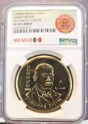 1990 メキシコ 100000 ペソ 真鍮パターン プルタルコ E コール NGC PF 69 カメオ トップ ポップ｜世界の紙幣・金・銀・銅 ラフテル