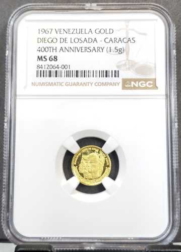 1967 ベネズエラ ゴールド ディエゴ デ ロサダ カラカス NGC MS 67 非常に珍しいトップ ポップ 1｜世界の紙幣・金・銀・銅 ラフテル