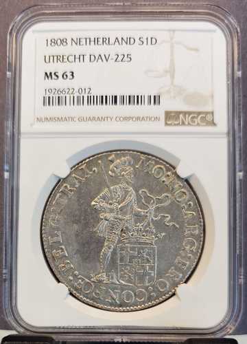 1808年 オランダ 銀貨 1ドゥカート ユトレヒト DAV 225 NGC MS 63 美しい高グレード｜世界の紙幣・金・銀・銅 ラフテル