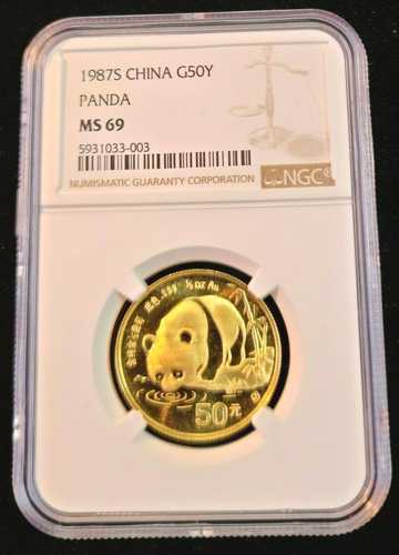 1987年 中国 金貨 50元 G50Y パンダ NGC MS 69 美しい星のような輝き 宝石級 BU｜世界の紙幣・金・銀・銅 ラフテル