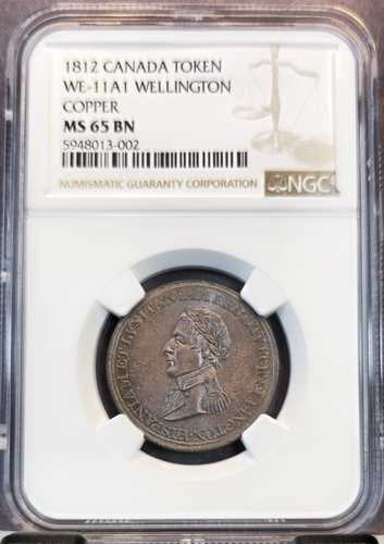 1812年 カナダ 銅貨 1/2ペニー トークン WE-11A1 ウェリントン NGC MS 65 BN 希少 極美品|世界の紙幣・金・銀・銅 ラフテル