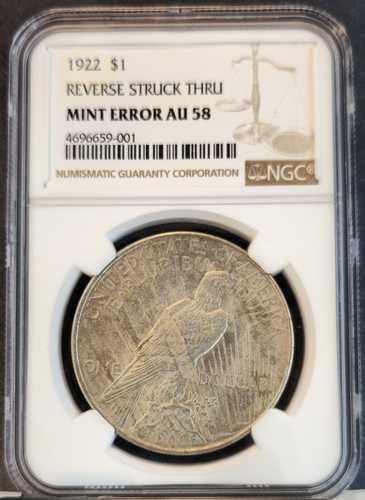 1922年ピース銀貨 $1 NGC AU 58 ミントエラー スクラッチスルー 希少品|世界の紙幣・金・銀・銅 ラフテル