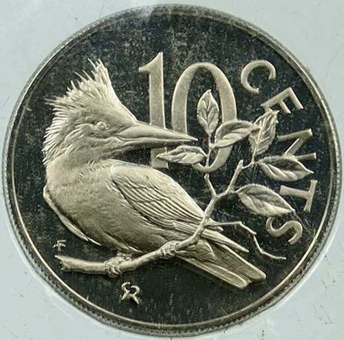 1974年 イギリス領ヴァージン諸島 エリザベス2世女王 鳥のプルーフ10セント硬貨 i115799|世界の紙幣・金・銀・銅 ラフテル