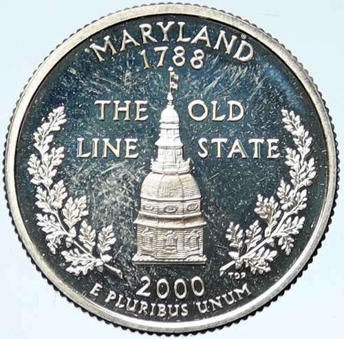 2000年 S アメリカ合衆国 USA ワシントン メリーランド プルーフ銀貨 25セント硬貨 i100752｜世界の紙幣・金・銀・銅 ラフテル