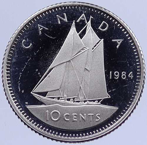 1984年 カナダ エリザベス2世 プルーフ 10セント硬貨 ブルーノーズ号 i118895|世界の紙幣・金・銀・銅 ラフテル