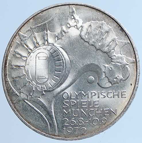 1972年 ドイツ ミュンヘン夏季オリンピック シュライフェ 旧銀貨 10マルク i113564｜世界の紙幣・金・銀・銅 ラフテル