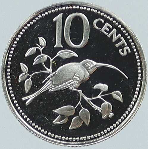 1975年 ベリーズ 鳥類 オナガハチドリ プルーフ銀貨 10セント i118373｜世界の紙幣・金・銀・銅 ラフテル