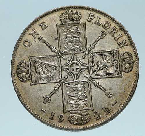 1923年 イギリス 英国 ジョージ5世 大型銀貨 フローリン i83265｜世界の紙幣・金・銀・銅 ラフテル