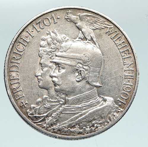 1901年A ドイツ プロイセン王国 ヴィルヘルム2世&フリードリヒ1世 銀貨 2マルク i91564|世界の紙幣・金・銀・銅 ラフテル