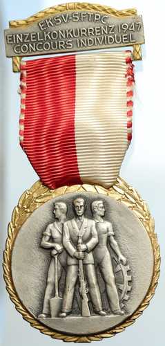 1947年スイス射撃祭ヴィンテージ古いスイスリボン賞メダル i105360|世界の紙幣・金・銀・銅 ラフテル