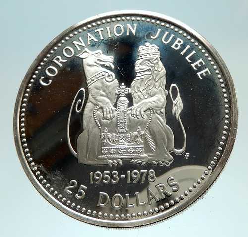 1978年 ベリーズ イギリス エリザベス2世女王 本物 アンティーク プルーフ 銀貨 25ドル i76825|世界の紙幣・金・銀・銅 ラフテル