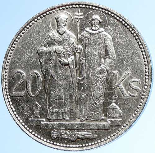 1941年 スロバキア 聖キュリルとメトディウス スロバキア銀貨 20コルナ i109915｜世界の紙幣・金・銀・銅 ラフテル 70,400円