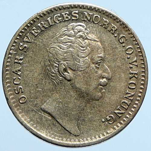 1852年 スウェーデン オスカル1世 リース スウェーデン旧1/16リクスダラー硬貨 i98864|世界の紙幣・金・銀・銅 ラフテル