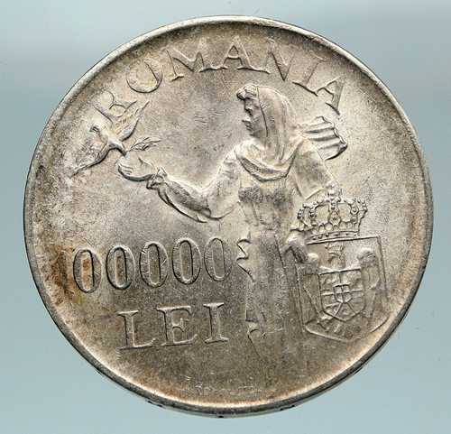 1946年 ルーマニア ミハイ1世 ルーマニアの貴婦人と鳥 アンティーク 純銀貨 i84621|世界の紙幣・金・銀・銅 ラフテル