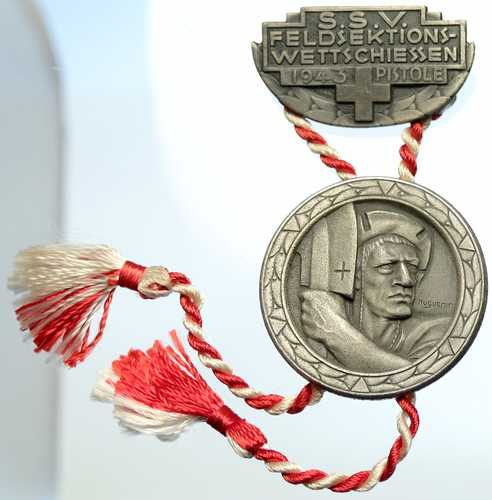 1943年スイス射撃祭ヴィンテージ旧スイスリボン賞メダル i105332|世界の紙幣・金・銀・銅 ラフテル
