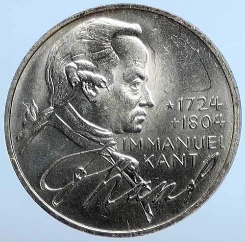 1974年 ドイツ イマヌエル・カント 哲学者 旧銀貨 5マルク i111275｜世界の紙幣・金・銀・銅 ラフテル
