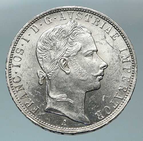 1858年 オーストリア フランツ・ヨーゼフ1世 ヴィンテージ イーグル オールド シルバー フローリン コイン i84413|世界の紙幣・金・銀・銅 ラフテル