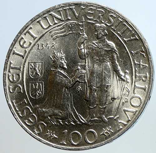 1948年 チェコ共和国 チェコスロバキア カレル大学 銀貨 100クローネ i113445|世界の紙幣・金・銀・銅 ラフテル