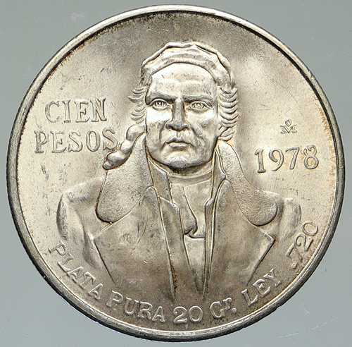 1978年 メキシコ独立記念 英雄 ホセ・マリア・モレロス 銀貨 100ペソ i112042|世界の紙幣・金・銀・銅 ラフテル