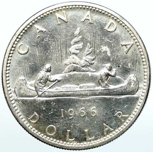 1966年 カナダ エリザベス2世女王記念 ボイジャーズ 本物 銀貨 i100949｜世界の紙幣・金・銀・銅 ラフテル