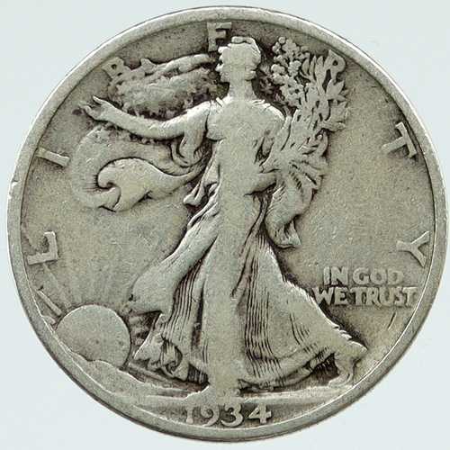 1934年 P アメリカ合衆国 ウォーキングリバティ 銀貨 ハーフダラー イーグル i117093|世界の紙幣・金・銀・銅 ラフテル