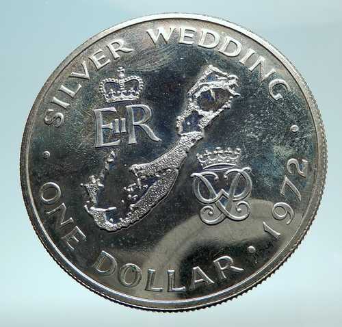 1972年 バミューダ諸島 イギリス エリザベス2世 フィリップ王子 結婚式 銀貨 1ドル i79544｜世界の紙幣・金・銀・銅 ラフテル 58,850円