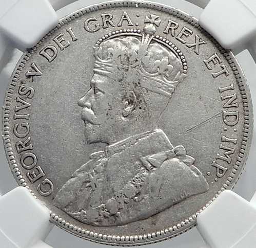 1917年 カナダ ニューファンドランド イギリス ジョージ5世 本物の銀貨 50セント NGC i81978|世界の紙幣・金・銀・銅 ラフテル